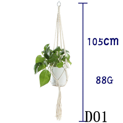 Flower Pot Net Bag Beige Cotton Rope Indoor Plant Hanger Hanging Basket Sling