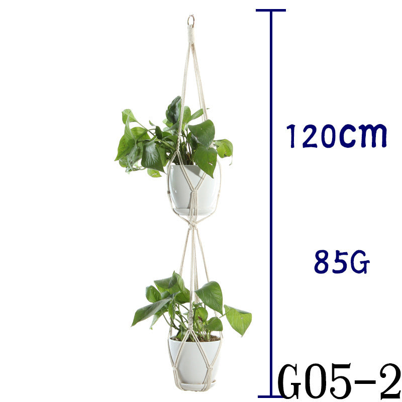 Flower Pot Net Bag Beige Cotton Rope Indoor Plant Hanger Hanging Basket Sling