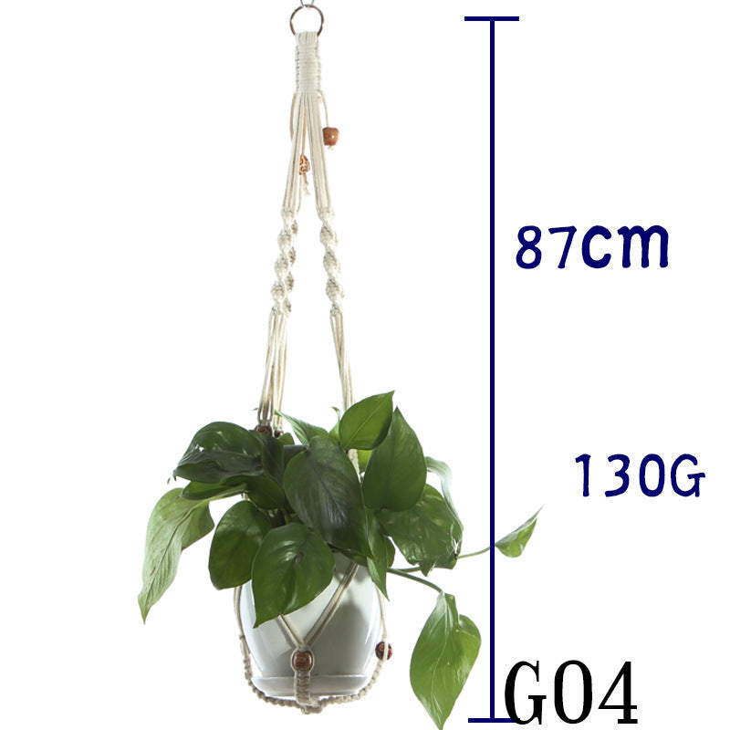 Flower Pot Net Bag Beige Cotton Rope Indoor Plant Hanger Hanging Basket Sling