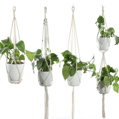 Flower Pot Net Bag Beige Cotton Rope Indoor Plant Hanger Hanging Basket Sling