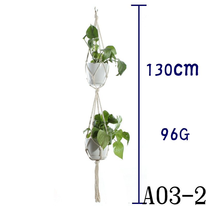 Flower Pot Net Bag Beige Cotton Rope Indoor Plant Hanger Hanging Basket Sling